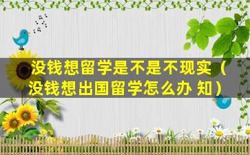 没钱想留学是不是不现实（没钱想出国留学怎么办 知）